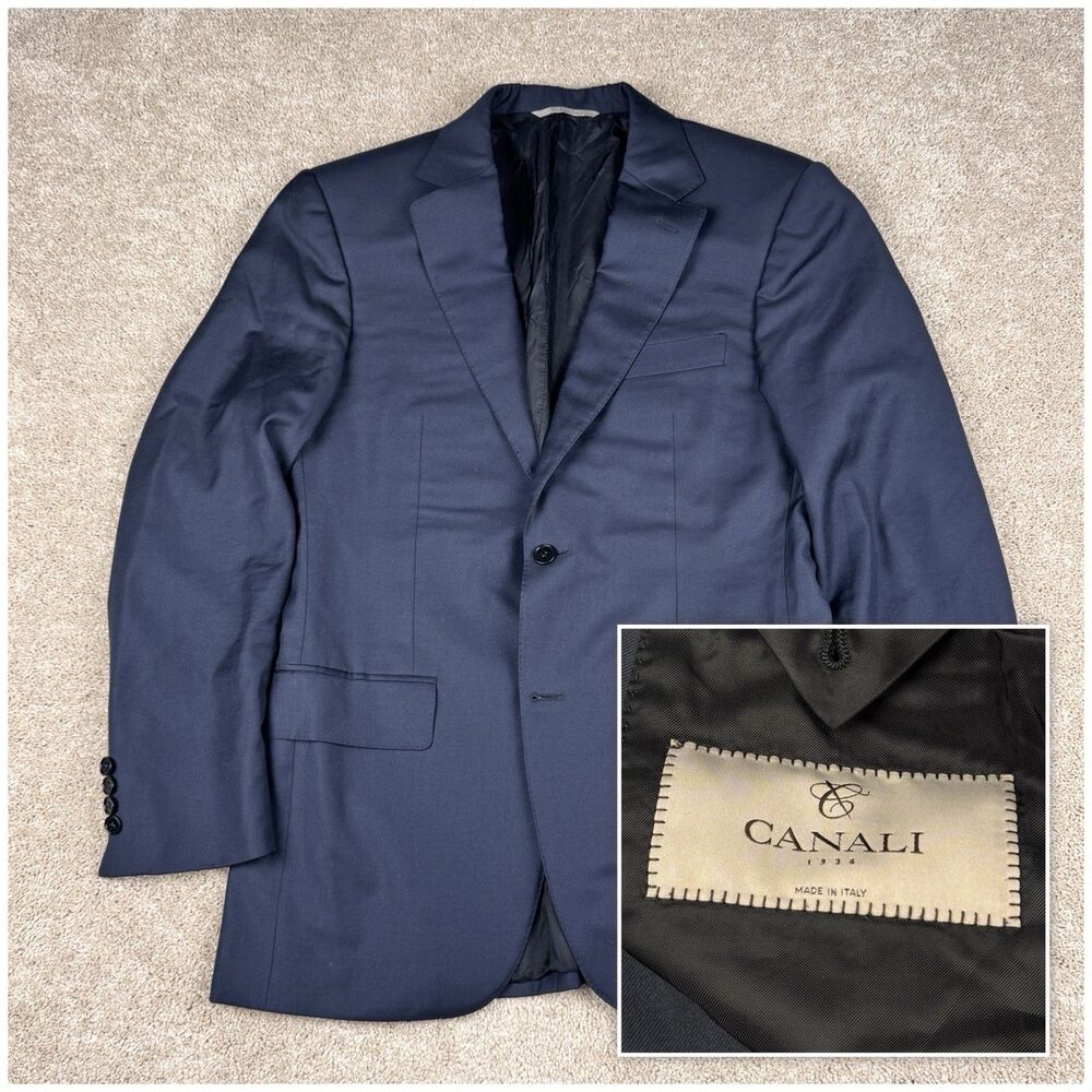Canali 1934 Italian Blazer Italy 38R Navy Blue 100% Wool Cupro 13280 Suit Jacket